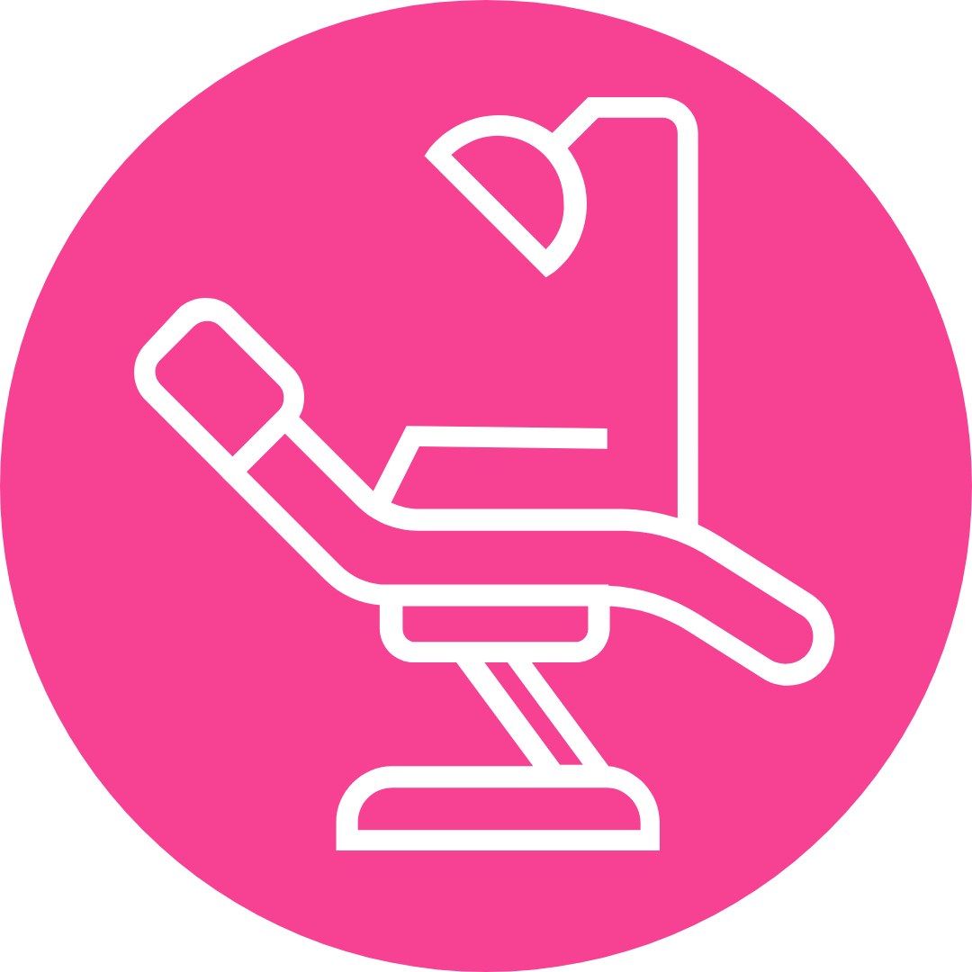 Dental chair icon representing comfortable patient care